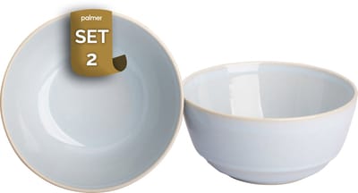 Palmer - Barolo - Schaal - Kom - 2 stuks - 45 cl - ø 16 cm - Lichtblauw - Stoneware - Bordenset