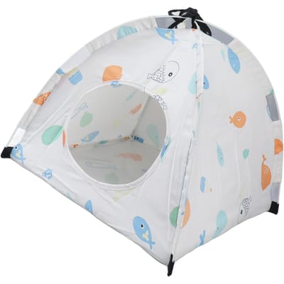 Huisdierentent Cartoonprint Afneembaar Wasbaar Draagbaar Katten Tenten voor Katten Puppy Kleine Huisdieren gray