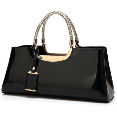 Dames Bruids Diner Handtas Boston Tas 2020 Glanzend Glanzend High-end Schouder Schuin 34cm*11cm*25cm zwart