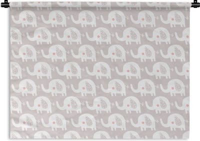 Wandkleed - Wanddoek - Olifant - Design - Stippen - 120x90 cm - Wandtapijt