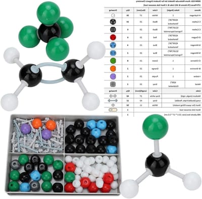 Allecto Plus - Atom Link Molecuul Bouwset - Chemie voor Leraren en Studenten - Organische en Anorganische Structuren - Electronenbanen - 179 Stuks