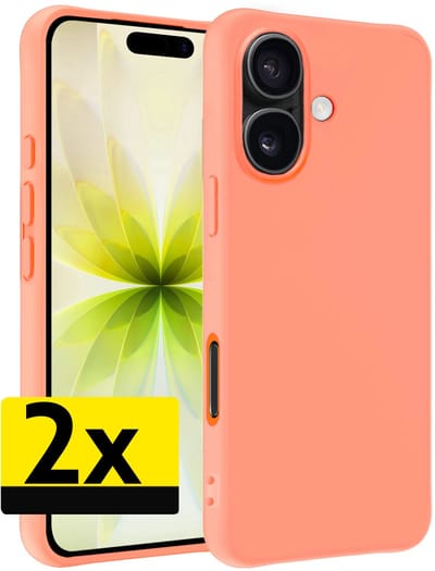 Hoesje - 2 Stuks - Geschikt voor Apple iPhone 17 - Sterk & Shockproof - Case Siliconen - Back Cover - Telefoon Hoes - Telefoonhoesjes - Perzik