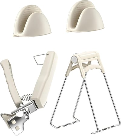Set van 3 hittebestendige komtangen met ergonomische handgreep, antislip en stevige grip voor horeca en keukenaccessoires