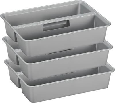 Sunware organiser - 3 stuks - kunststof - 40 x 30 cm - grijs - 2 vakken
