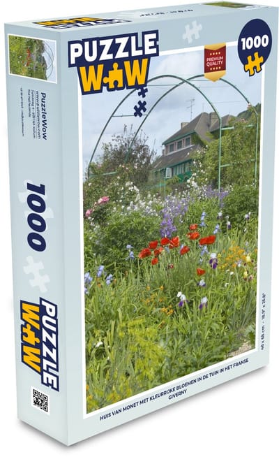 Puzzel Huis van Monet met kleurrijke bloemen in de tuin in het Franse Giverny - Legpuzzel - Puzzel 1000 stukjes volwassenen