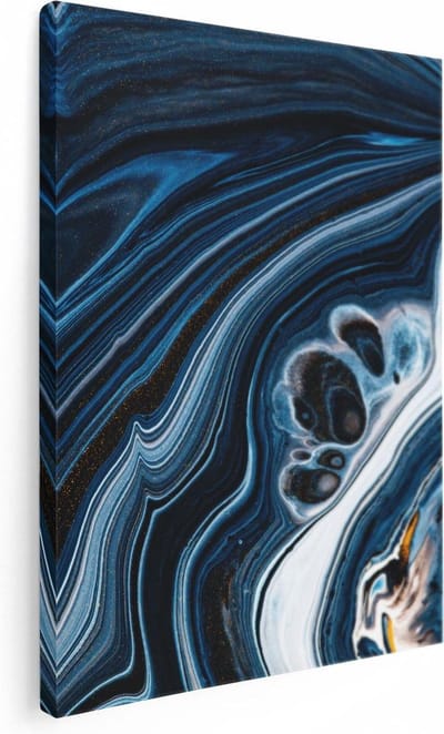 Artaza Canvas Schilderij Marmer Abstract - 30x40 cm - Klein - Muurdecoratie Woonkamer - Wanddecoratie Blauw - Kamer Accessoires