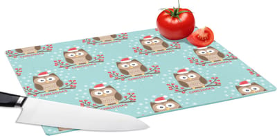 Glazen Snijplank - 39x28 - Patronen - Uil - Kerst - Snijplanken Glas