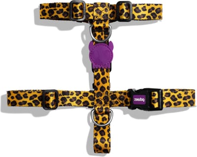 Zee.Dog H-Harnas Honey Geel&Zwart - Hondentuig - 40-67/62-107x2.5 Cm