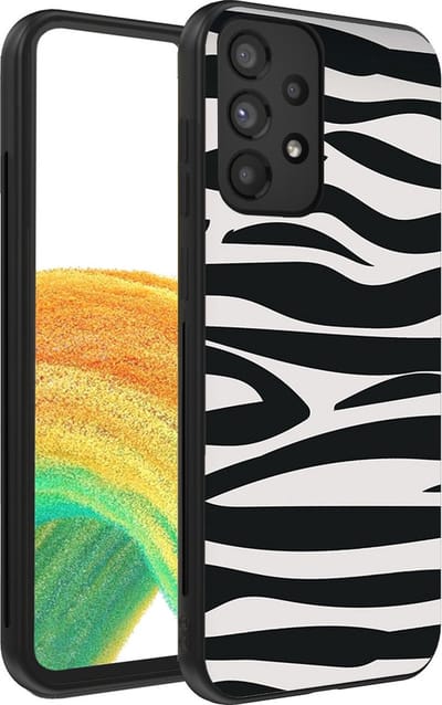 Smartphonica Telefoonhoesje geschikt voor Samsung Galaxy A33 5G met zebra opdruk - TPU backcover case met zebra print design - Zwart Wit geschikt voor Samsung Galaxy A33 5G