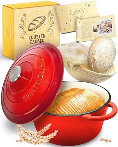 Gietijzeren Pan met Fermentatiemand - 26 cm Emaille Broodpot voor Broodbakken