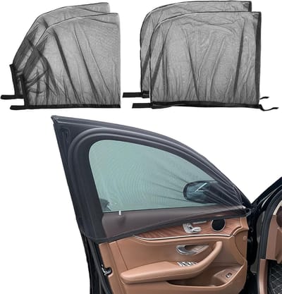 Clord Travel Series - Auto Zonneschermen - Set van 4 - Universeel Zonwerend Net - Voor Baby, Kind & Huisdier - Bescherming op de Achterbank