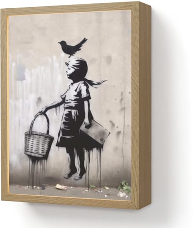 Wandlamp 30x40 cm - Oplaadbaar - Graffiti - Meisje - Vogel - Street Art - Banksy Style - Wandlampen binnen woonkamer - Slaapkamer lamp - Decoratieve nachtlamp - Vloerlamp draadloos