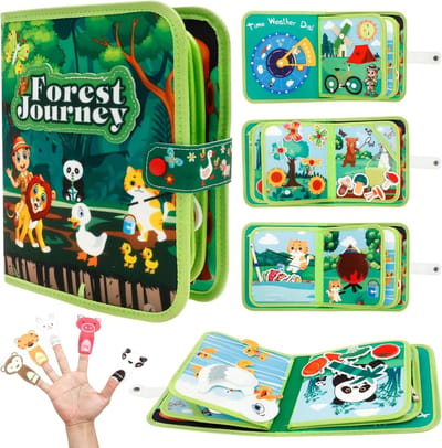 Educatief Viltboek - Busy Book - Vroeg Leren - Interactief Ontwerp - 23.5 x 21 x 6.5 cm - Dierentuin Thema
