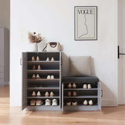 Schoenenkast Løten 97x120x36 cm grijs [en.casa]