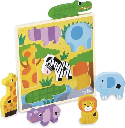 Houten Puzzel - Kinderspel - Ontwikkeling Vaardigheden - Duurzaam Hout - 20x20x3 cm - Meerkleurig