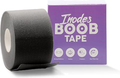 Boob tape 5 Meter (5,0 cm breed) - zwart- Plak BH - Strapless BH + Inclusief tepelcovers