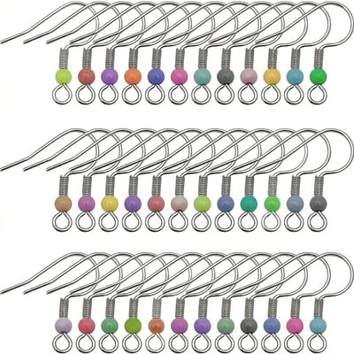 Zilverkleurige oorbellen oorhaakjes met gekleurde kralen voor sieraden maken 100 stuks RVS oorhaken met veer en oogje DIY oorbellen onderdelen set