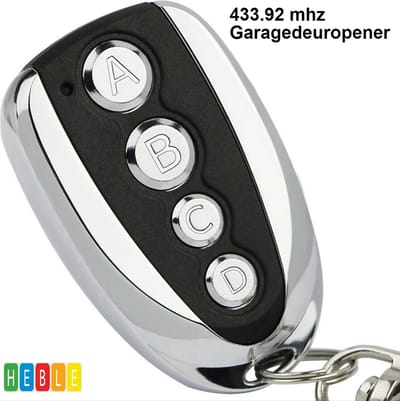 *** Universele Afstandsbediening Garagedeur - 433 MHz - Garagepoort/Garagedeur Motor Opener - 4 Apparaten Kopiëren - 100 m Bereik - van Heble®***