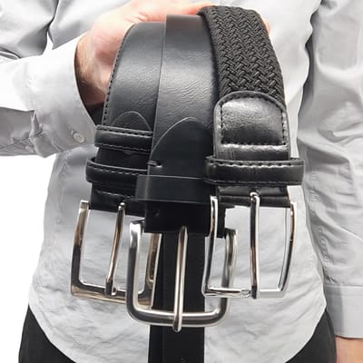 Safekeepers Riemen - 3 stuks riemen - riem heren - riem dames - unisex - Elastiek riem - Casual riem Geldriem - Zwart