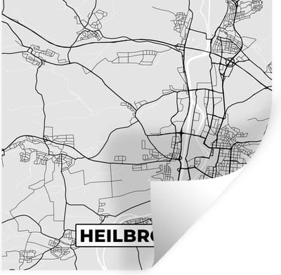 Muurstickers - Sticker Folie - Kaart - Stadskaart - Plattegrond - Duitsland - Heilbronn - 100x100 cm - Plakfolie - Muurstickers Kinderkamer - Zelfklevend Behang XXL - Zelfklevend behangpapier - Stickerfolie