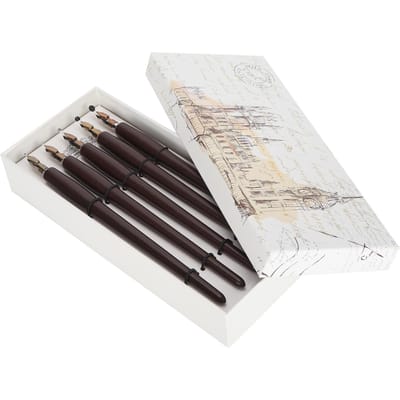 Houten Handvat Dip Pen Thuis Kantoor Kunst Schilderen Kalligrafie Vulpen Set CadeauBruin Dik Houten white