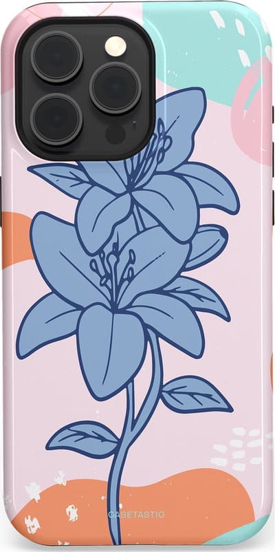Casetastic hoesje geschikt voor Apple iPhone 15 Pro Max - MagSafe - Dubbellaagse bescherming - Roze Paarse Lelie Bloemen - Fashion Case - Wit Perzik Lichtblauw Mintgroen