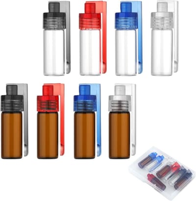 Set van 8 Draagbare Specerijcontainers, Glazen Flessen met Lepel voor Koken, Kamperen en Picknicken - Mini Specerijpotjes voor Buiten en Barbecue