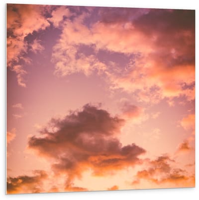 KuijsFotoprint - Schilderij - Pastelkleurige Lucht (verticaal) - Roze, Oranje En Paars - 100 X 100 Cm