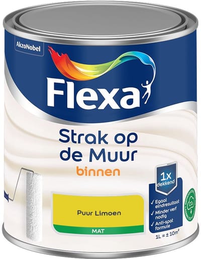 Flexa - Strak Op De Muur Binnen Mat - Puur Limoen - Mengverf - 1 L