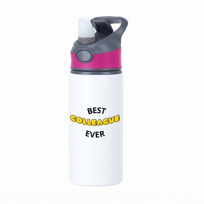 Hacebo® - Best colleague ever waterfles met rietje roze - Collega - iemand die een collega is - werk - beste collega - verjaardagscadeau - welkomscadeau - afscheidscadeau - gift - geschenk - kado - verrassing - water fles - 650ML