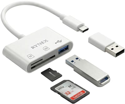 Rynex SD Kaart Lezer - 3 in 1 SD/TF/USB 3.0 Kaartlezer USB C - Universeel Cardreaders - Inclusief Converter