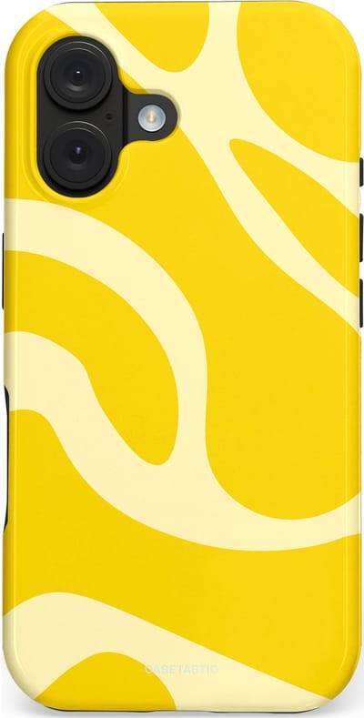 Casetastic Hoesje Geschikt voor Apple iPhone 16 Magsafe - Stijlvolle Beschermende Duo-layer Case - Citroen Gele Zonnestraal