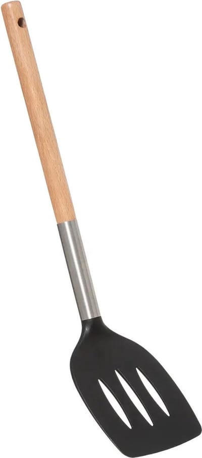 5Five keukengerei Bakspatel/bakspaan - zwart kunststof/hout - 35 cm - Keukengerei