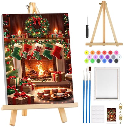 MTTproducts- Kerstverf op Nummer - Verfset voor Volwassenen - DIY Schilderkit - Wanddecoratie - Canvas 8 x 30,5 cm - Hoogwaardige Acrylpigmenten
