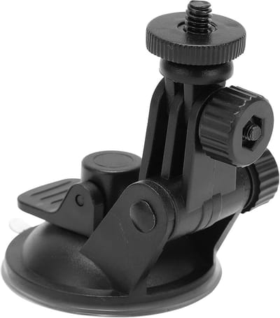Zuignap Actiecamerahouder voor Auto met 1/4 Inch Schroef - Universeel, Zwart, Handig in Gebruik.