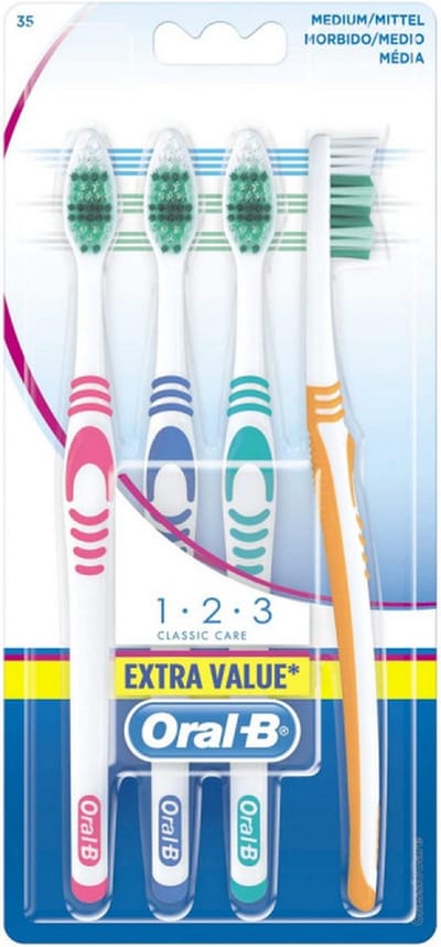 Tandenborstel Oral-B Shiny Clean Medium 4 Stuks