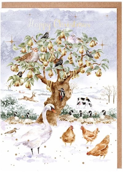 Wrendale Kerstkaarten Notepack - 8 stuks - The Twelve Days for Christmas' animal Christmas Card Pack