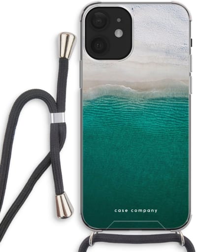 Case Company® - Hoesje met koord geschikt voor iPhone 12 hoesje met Koord - Stranded - Telefoonhoesje met Zwart Koord - Bescherming aan alle Kanten en Over de Schermrand