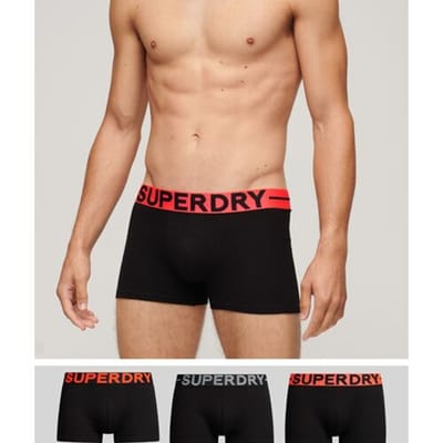 Superdry Triopak Klassieke Slips van Biologisch Katoen Zwart Grootte: XL
