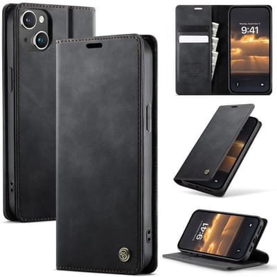 CaseMe – Telefoonhoesje geschikt voor Apple iPhone 15 Plus – Wallet Book Case – Magnetische Sluiting – PU Leer – Zwart