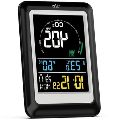 Luchtkwaliteitsmonitor - CO2 meter - Binnenklimaat meten - 5-in-1 functionaliteit - 400-5000 ppm - Wit