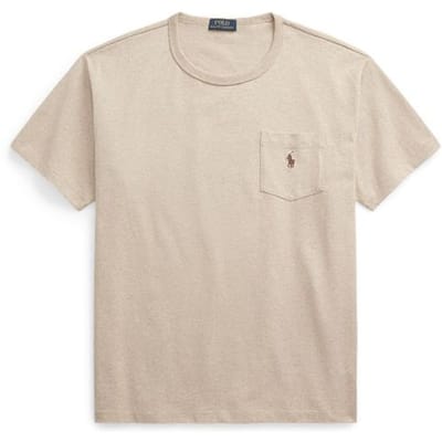 Polo Ralph Lauren AH23 T-shirt décontracté à manches courtes et col rond uni pour homme Hauts Kaki MNPOTSH1N821887-270 M beige