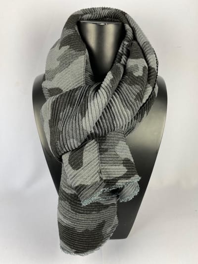 Geribbelde dikke sjaal camouflage extra lang 65 x 220 cm