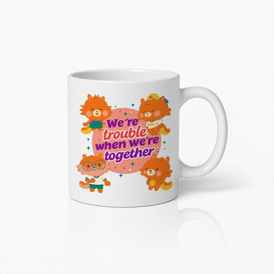 We’re Trouble When We’re Together Mok 330ml – Schattige Vriendschapsbeker – Leuk Cadeau voor Beste Vriendinnen, Zussen & Collega’s