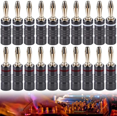 20 Stuks Banaanstekkers 4mm Goud Verguld voor Luidsprekerkabels en Audioapparatuur