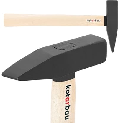 KOTARBAU® Voorhamer, 0,3 kg, Sloophamer, Staal, Slotenhamer, Ergonomisch, Zware, Hamer Voor Sloopwerk, Slotenmaker Hamer, Sloophamer Met Houten Steel, 26 cm, Zwart Natuurlijk