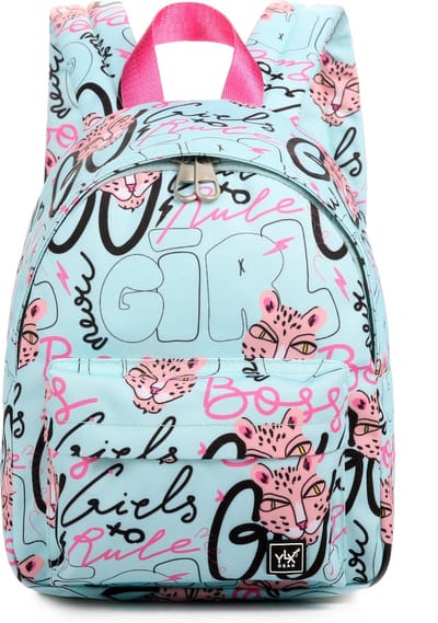 SALE: YLX Hemlock rugzak (S) / rugzak voor kinderen / meisje. Aqua blauw, roze, street art. Gemaakt van gerecyclede plastic flessen. Eco-vriendelijk. Rugzak - peuters - kleuters - kinderdagverblijf - meisjes. Te klein voor Belgie, lees omschrijving.