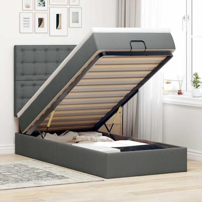 vidaXL - Ottoman - bed - met - matras - 100x200cm - stof - donkergrijs