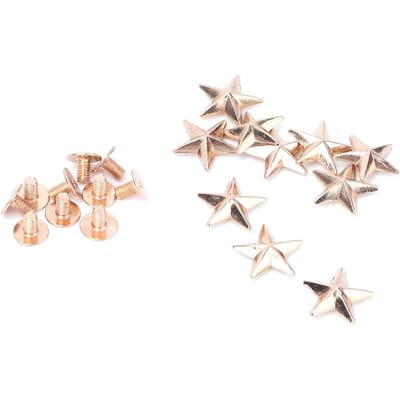 10st Metal Star Stud Rivet Spike Schroef voor Leathercraft Tassen Schoenen DIY Decoratie 14mm convex gold beige