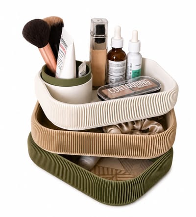 Stapelbare Make-up Organizer – Decoratieve Opbergbakken – Moderne Bureau Organizer - 3 lagen